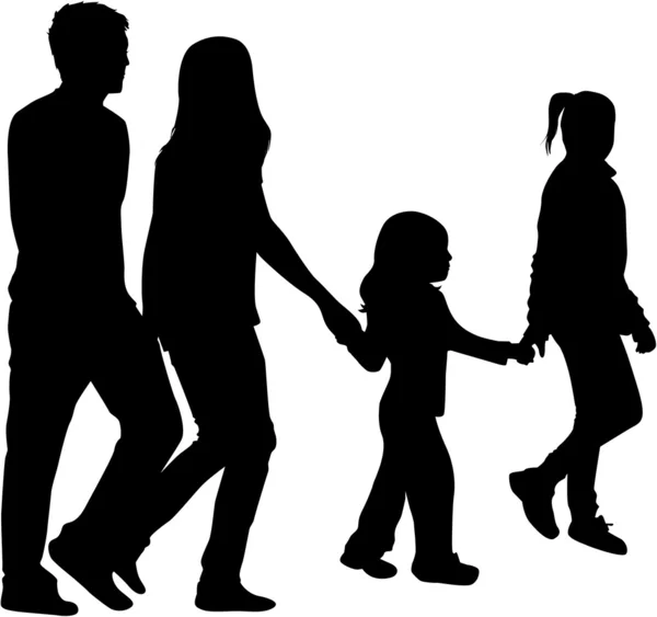 Family Silhouettes — Stock Vector