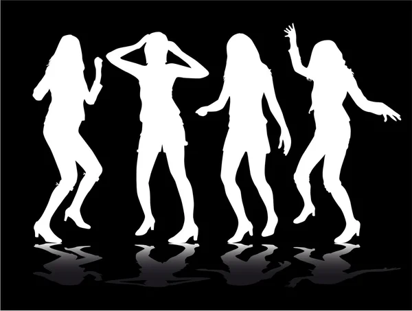 Silhouettes of dancing women. — Stock Vector