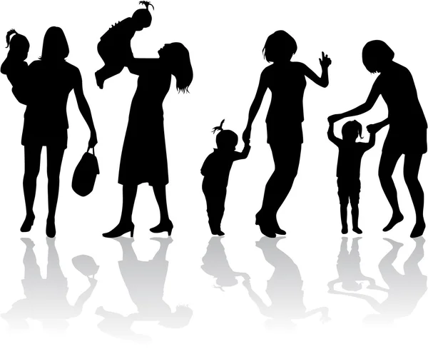 Silhouettes familiales — Image vectorielle