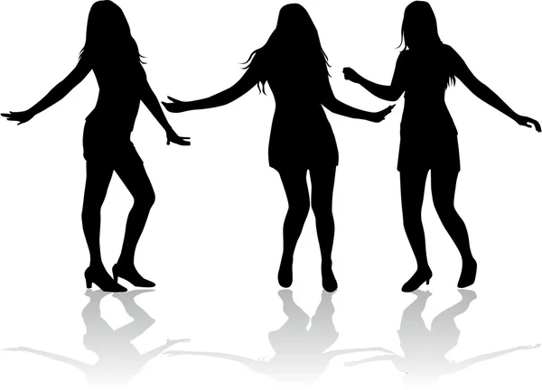 Silhouettes 的跳舞妇女. — 图库矢量图片