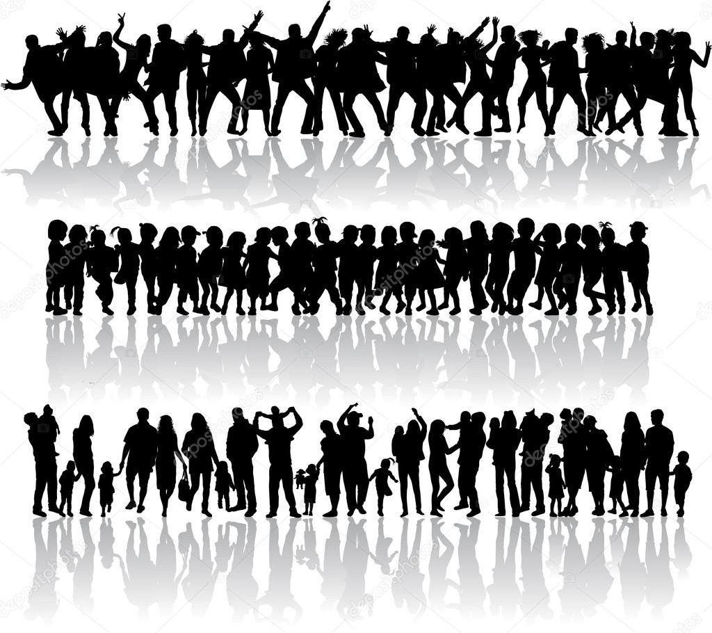 Large collection. Silhouettes of people concept.
