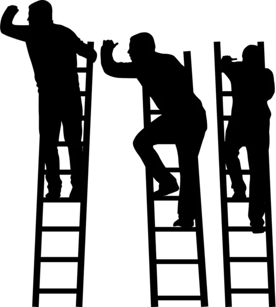 Silhouette eines Mannes auf einer Leiter. — Stockvektor