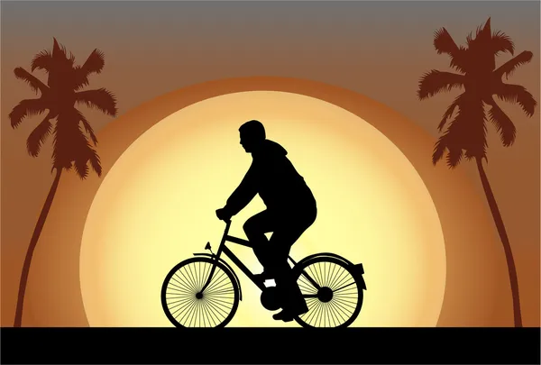 Cyclist silhouette — Stock Vector