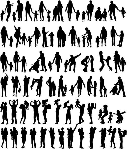 Silhouettes familiales — Image vectorielle