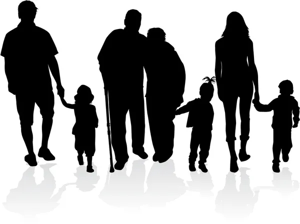 Familie silhouetten — Stockvector