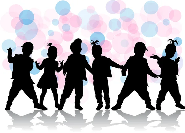 Children silhouettes — Stock Vector