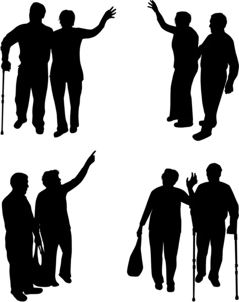 Senior .Silhouettes of people. — Stock Vector