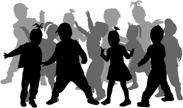 Children silhouettes — Stock Vector