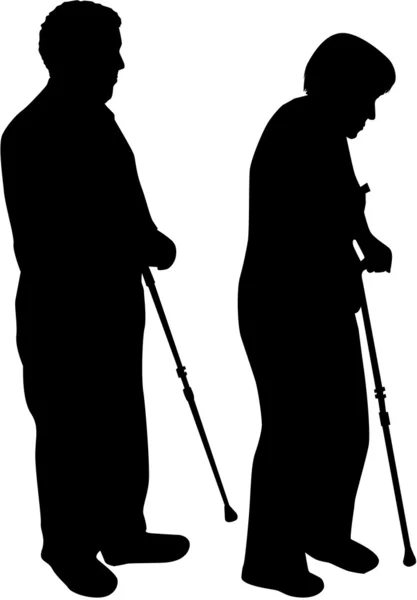 Senior .Silhouettes de pessoas . —  Vetores de Stock