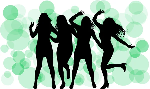 Dancing silhouettes women — Stock Vector