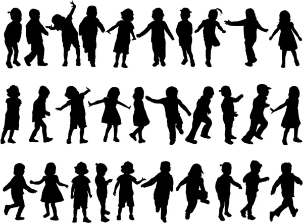 Children silhouettes — Stock Vector