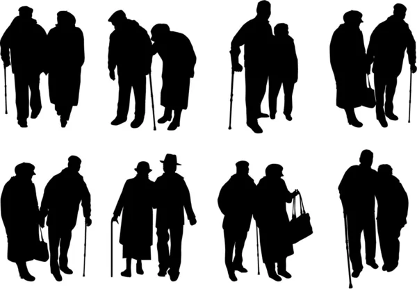 Senior.Silhouetten von Menschen. — Stockvektor