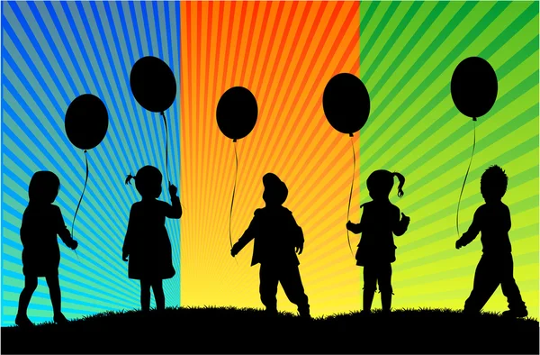 Children silhouettes — Stock Vector