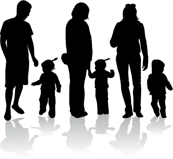 Familie silhouetten — Stockvector