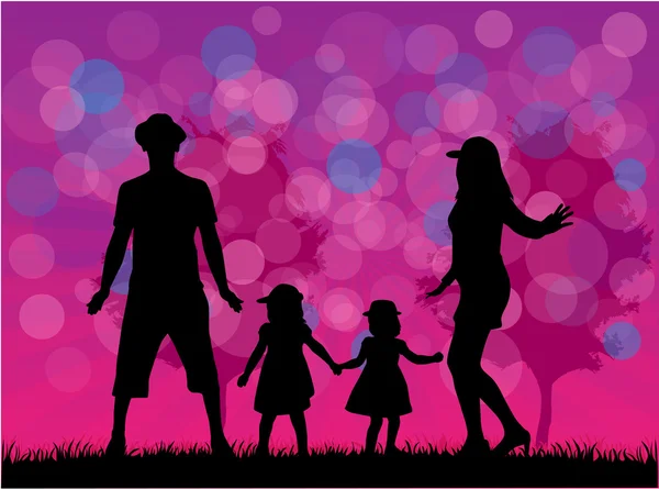 Family silhouettes — Stock Vector