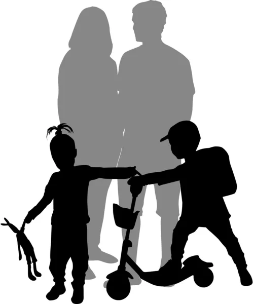 Family silhouettes — Stock Vector