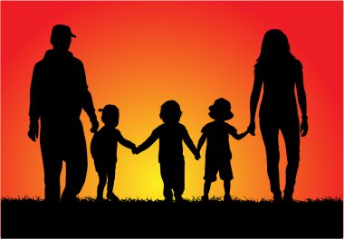 Family silhouettes clipart