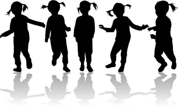 Children silhouettes — Stock Vector