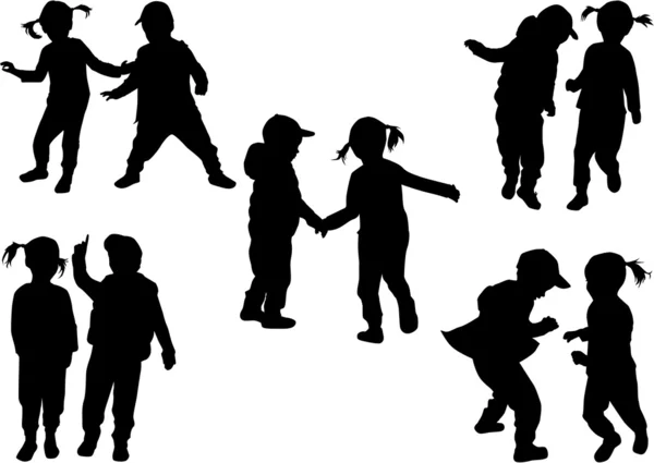 Children silhouettes — Stock Vector