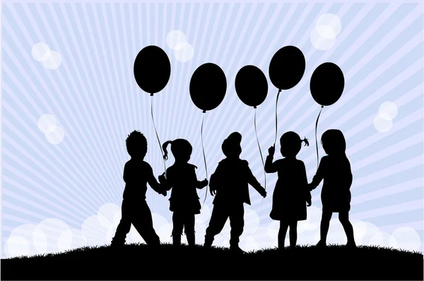 Children silhouettes — Stock Vector