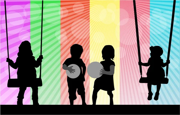 Children silhouettes — Stock Vector