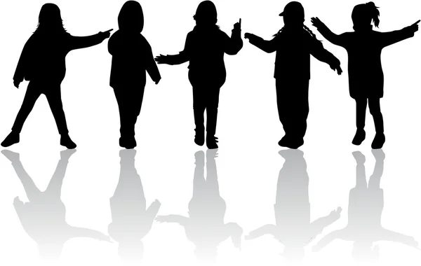 Silhouettes enfants — Image vectorielle