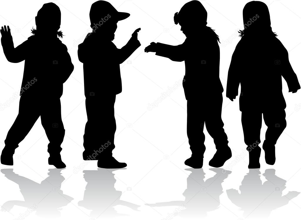 group of children silhouettes 