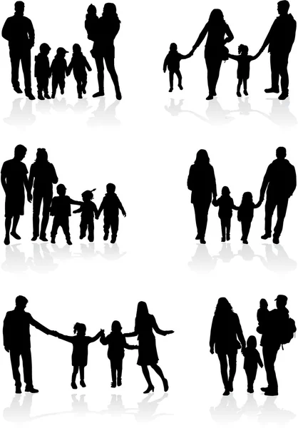 Familie silhouetten — Stockvector