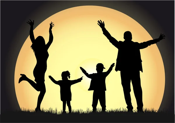 Family silhouettes — Stock Vector