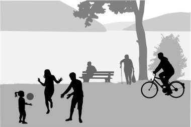 People actively spending time vector People actively spending time vector