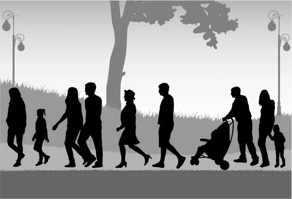 Foule de gens marchant — Image vectorielle