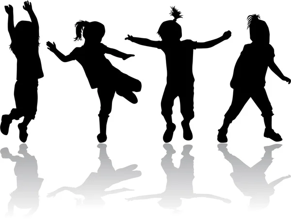 Silhouettes enfants — Image vectorielle