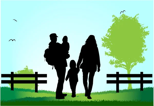 Familie silhouetten — Stockvector