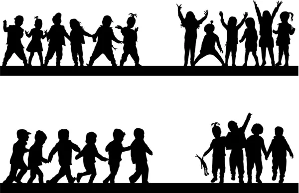 Kinderen Silhouetten — Stockvector