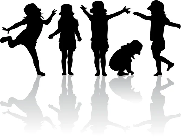 Children silhouettes — Stock Vector