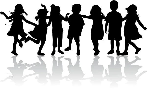 Children silhouettes — Stock Vector