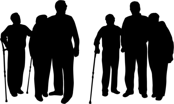 Senior .Silhouettes of people. — Stock Vector