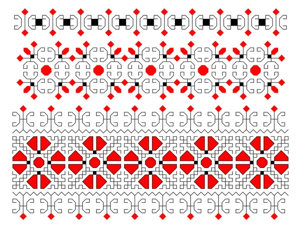 Zwart Rood Borduurwerk — Stockvector