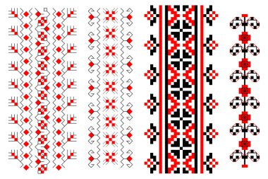 Kırmızı ve siyah işlemeli illüstrasyon