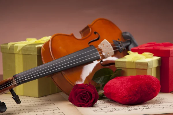 Beautiful roses and violin! — Stock Photo, Image