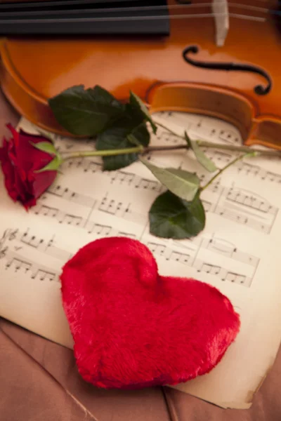 Красивые розы и скрипка ! — стоковое фото