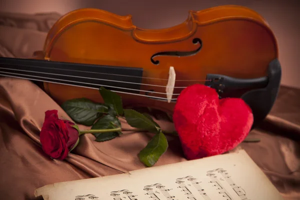 Hermosas rosas y violín ! — Foto de Stock