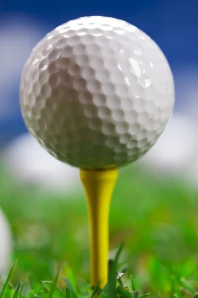 Pelota de golf en la hierba verde — Foto de Stock