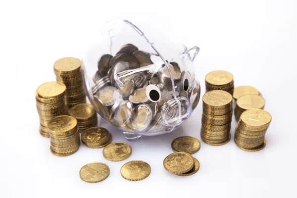 Savings in piggy bank! A lot of money! — Stock Photo, Image