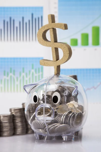 Savings in piggy bank! A lot of money! — Stock Photo, Image