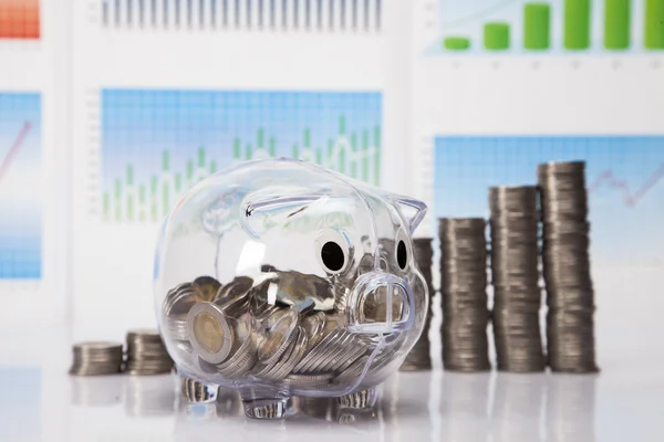 Besparingen in piggy bank! een heleboel geld! — Stockfoto