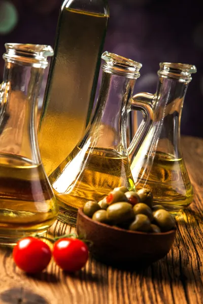 Olívaolaj, üveg összetétele — Stock Fotó