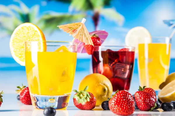 Tropical drinks on beach