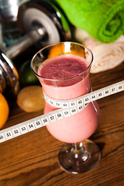 Gesunde Ernährung, Proteinshakes und Obst — Stockfoto