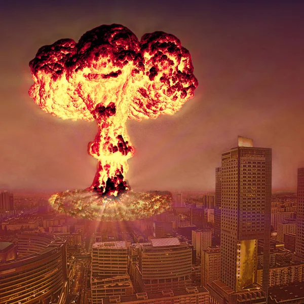 Graphical Imagine Nuclear Explosion Warsaw — Foto Stock